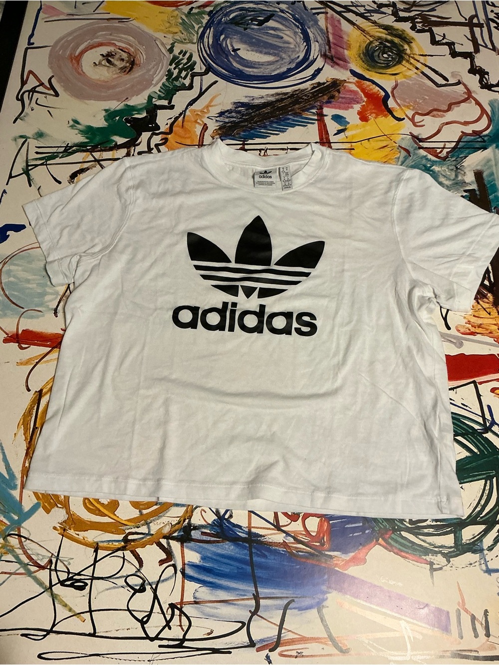 adidas White Logo Tee - Classic Trefoil Short Sleeve Shirt